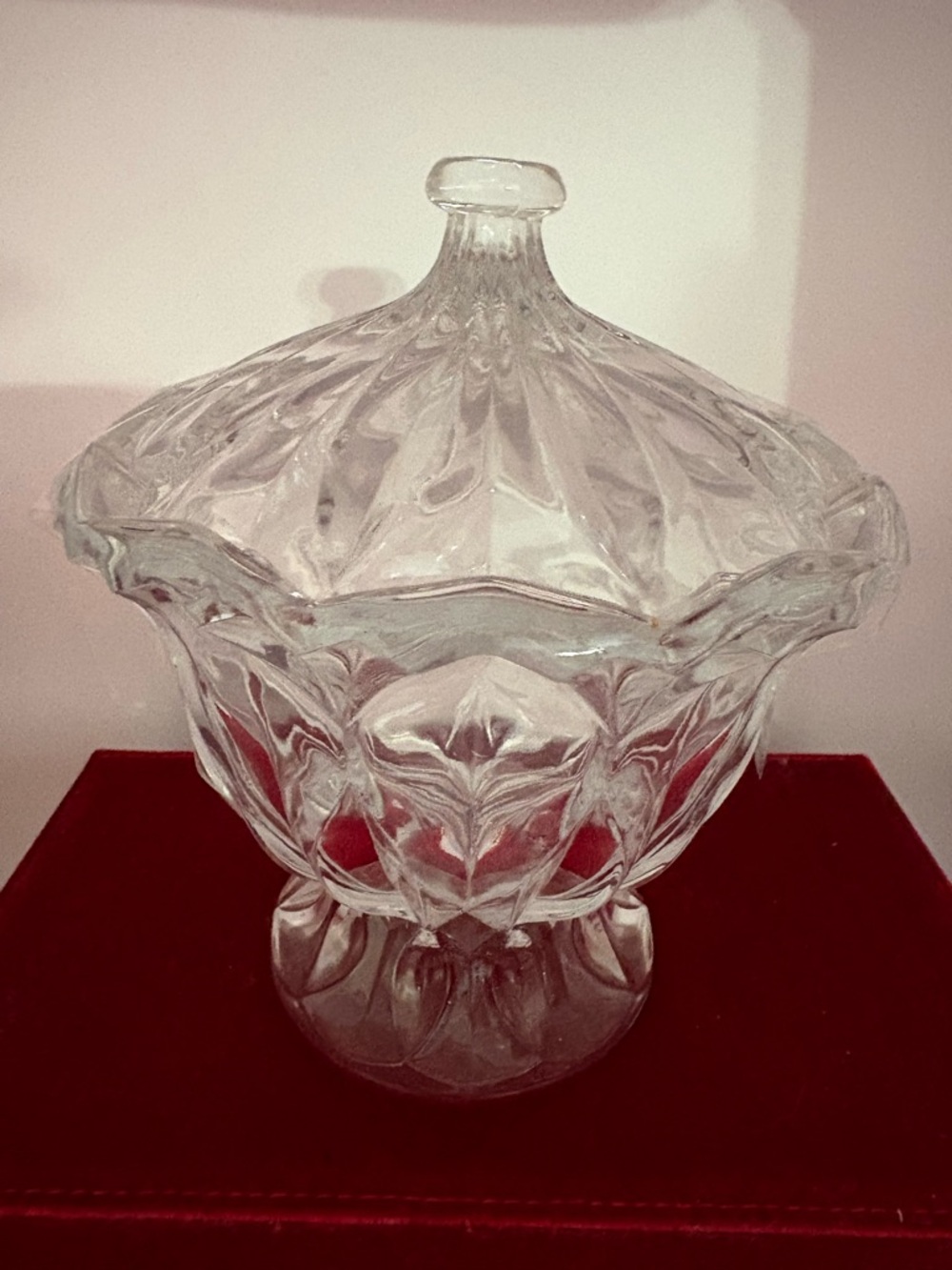 Vintage Clear Glass Covered Candy Dish - Decorative Serving Bowl